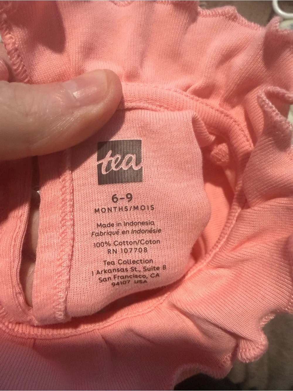 Tea Collection Floral Ruffle Neck Romper | 6–9 Months